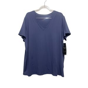 Skechers GOwalk GoDRI Serene V-Neck Diamond Logo Top Purple Plus Size 2XL NWT